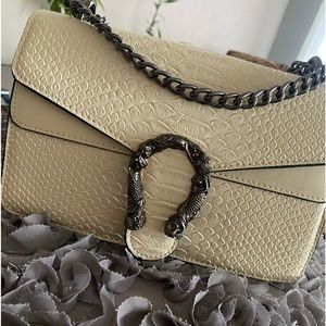 Crocodile print ivory purse